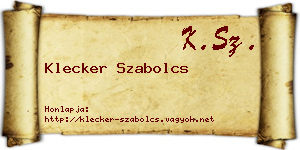 Klecker Szabolcs névjegykártya